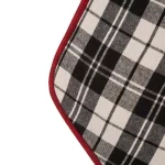 Glitzhome 20 in. Black and White Plaid Fabric Christmas Stocking with Red Rim thumbnail 5