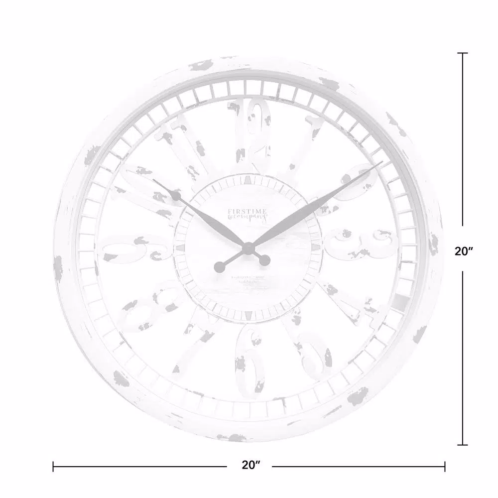 FirsTime Whitney 20 in. Farmhouse Wall Clock - Antique Cream Distressed Finish