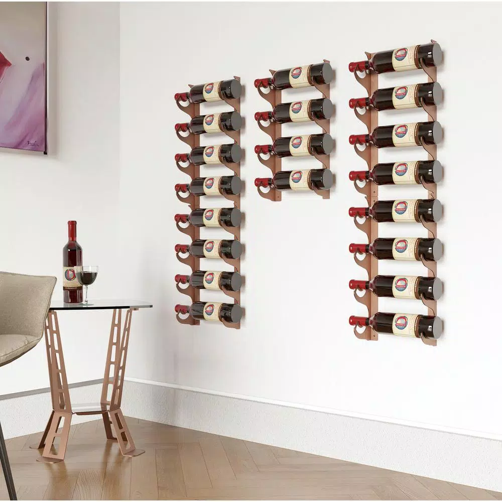 DI PRIMA USA 20-Bottle Multi-Section Wall Mounted Wine Rack, Chestnut Brown Steel