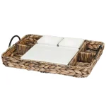 Unbranded CreativeWare Island Breeze Complete Hostess Server Set with Water Hyacinth Basket & Ceramic Bowls thumbnail 1