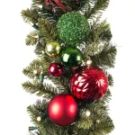 Village Lighting Company 9 ft. Pre-Lit LED Festive Holiday Pine Garland with Red and Green Ornaments thumbnail 3