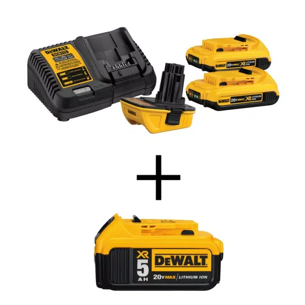 DEWALT 20V MAX to 18V Battery Adapter Kit with (2) 5.0 Ah Premium Lithium-Ion Battery Packs