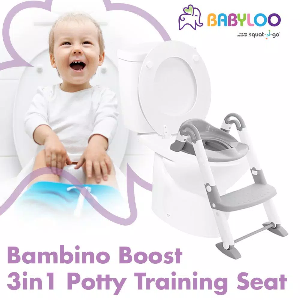 Babyloo Bambino 3-in-1 Convertible Toddler Potty Trainer and Step Stool - Gray