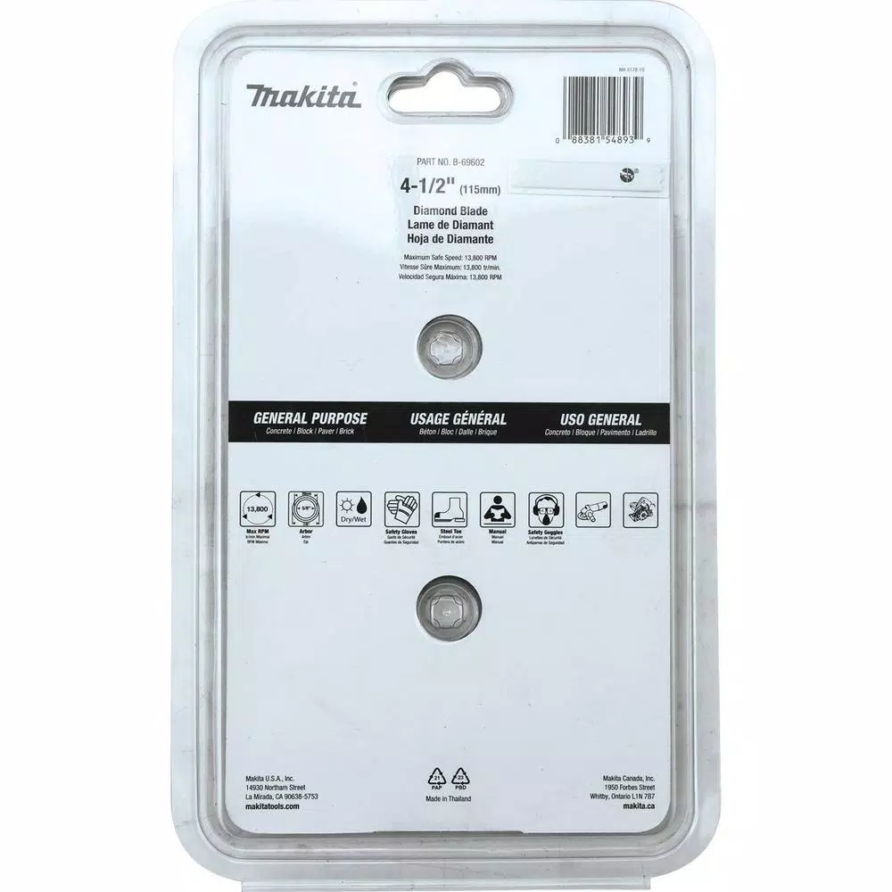 Makita 4.5 in. Segmented Rim Diamond Blade for Masonry, Brick, and Concrete (2-Pack)
