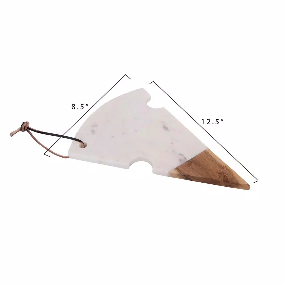 3R Studios Marble and Acacia Wood Cheese Slice Shaped Cutting Board