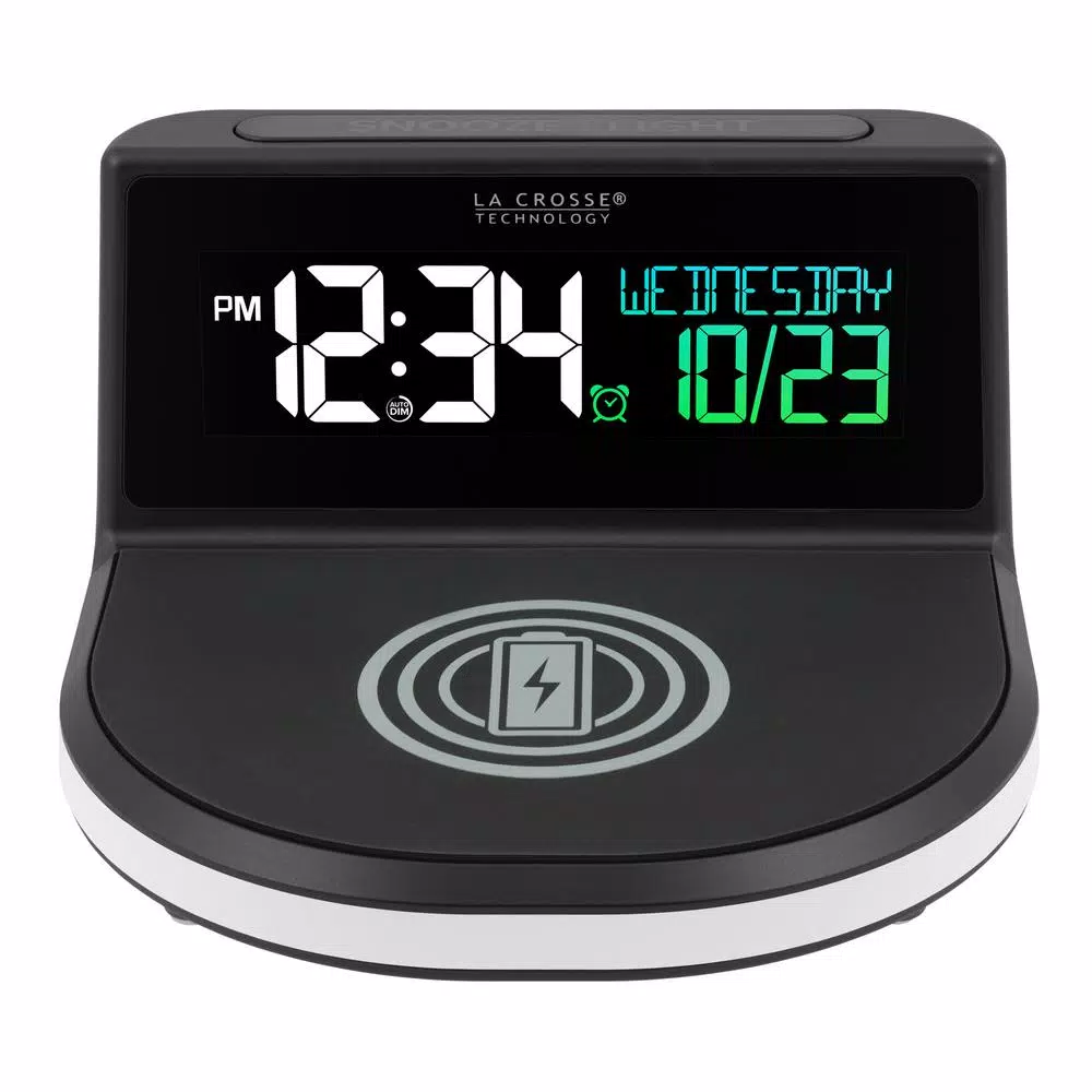 La Crosse Technology Wireless Charging Digital Alarm Clock with 7-Color Glowing Base