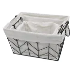 Admired By Nature Metal Wire Rectangular Nesting Storage Baskets, Set of 3 with Soft Cloth Lining thumbnail 3