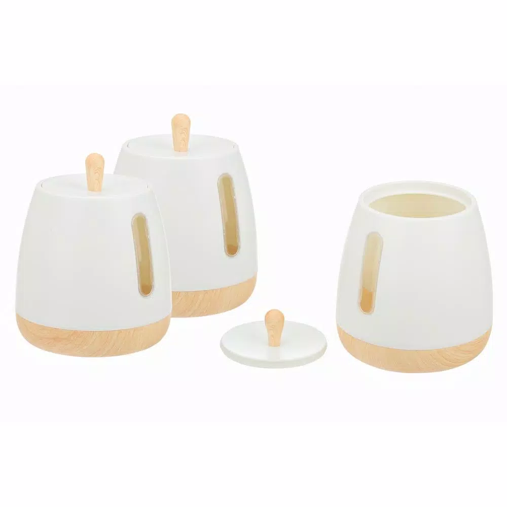 Jiallo European Collection 3-Piece Plastic Canister Set, White