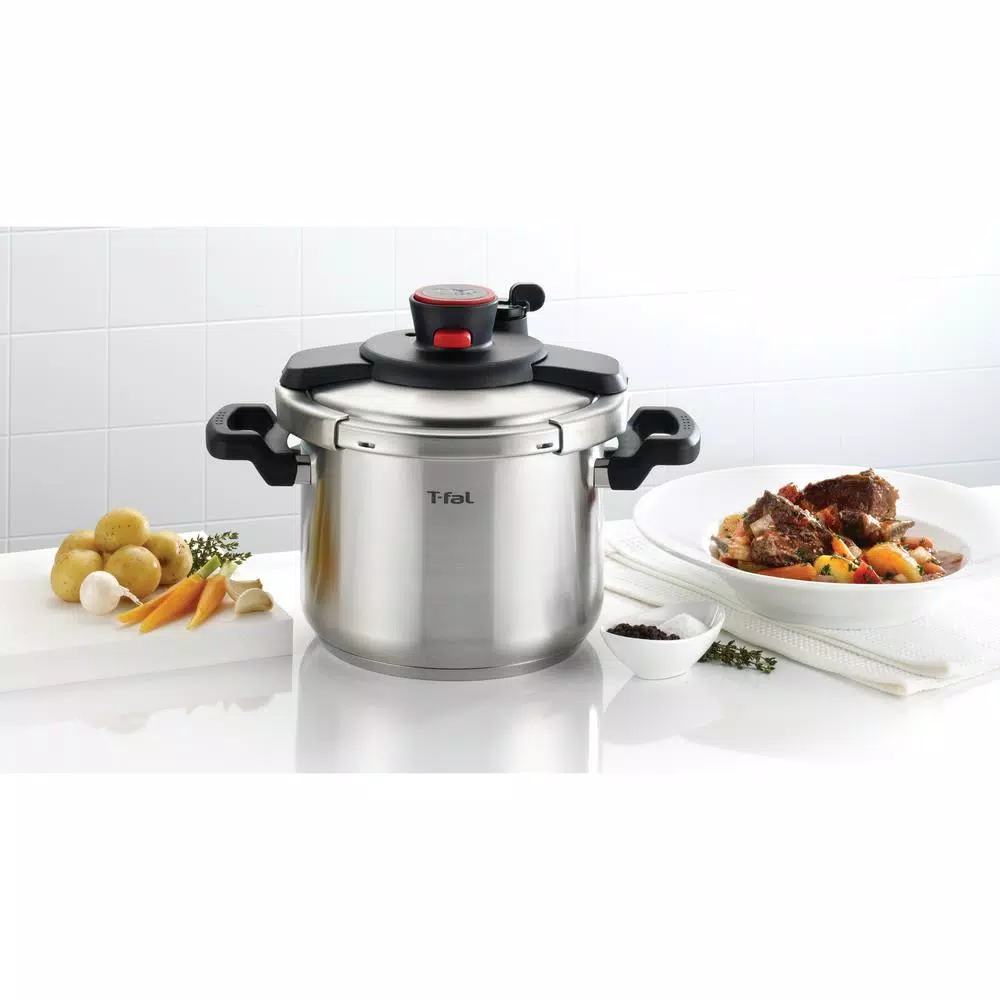 T-fal Clipso 8 Qt. Stainless Steel Stove Top Pressure Cooker with Steam Basket