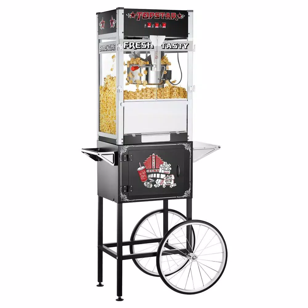 GREAT NORTHERN Top Star 12 oz. Commercial Quality Popcorn Machine with Cart, 1350W, Black