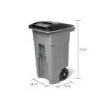 Toter 32 Gallon Blue Rollout Recycling Bin with Attached Hinged Lid thumbnail 2