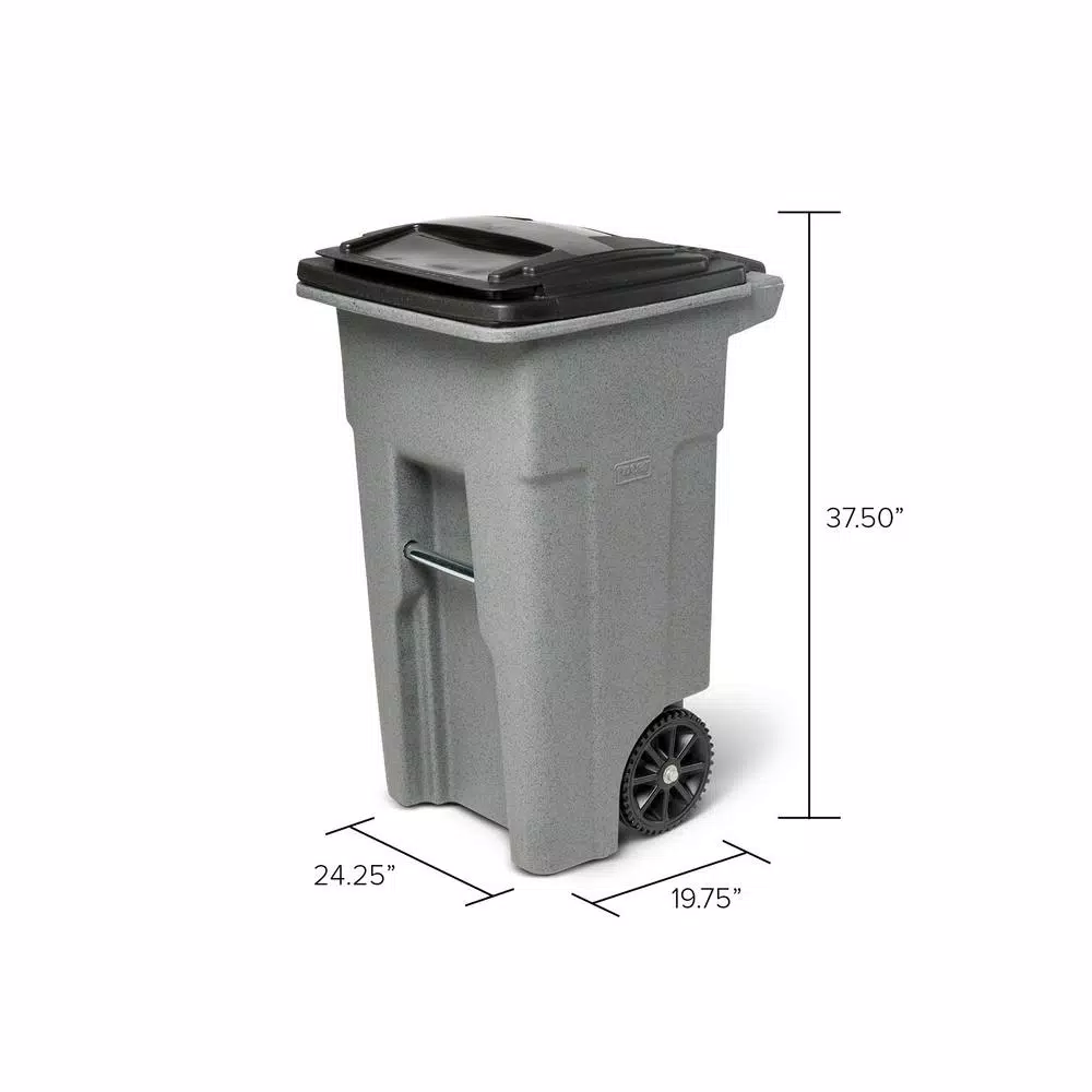 Toter 32 Gallon Blue Rollout Recycling Bin with Attached Hinged Lid