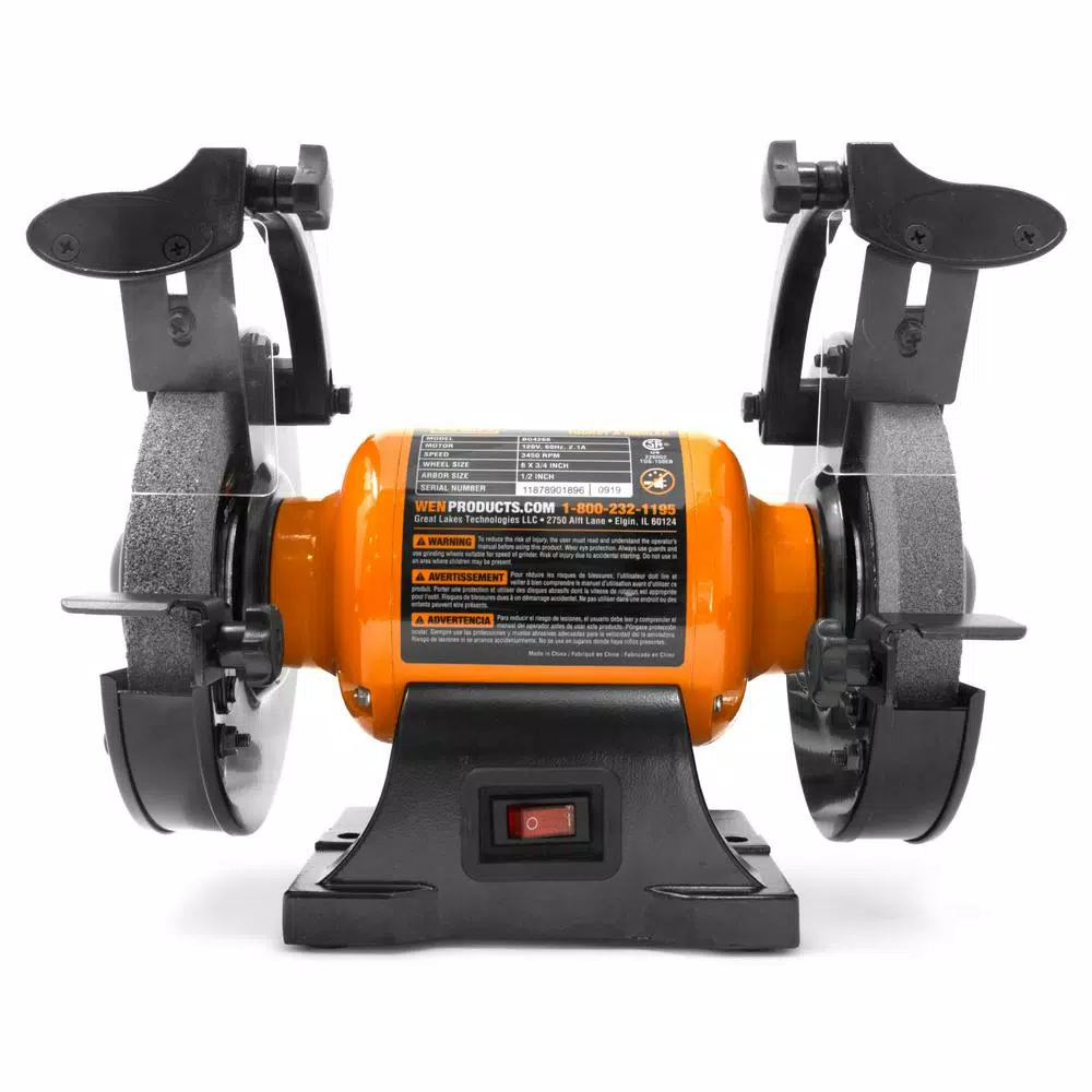 WEN 6 in. Bench Grinder, 2.1 Amp, 3450 RPM with Dual Grinding Wheels