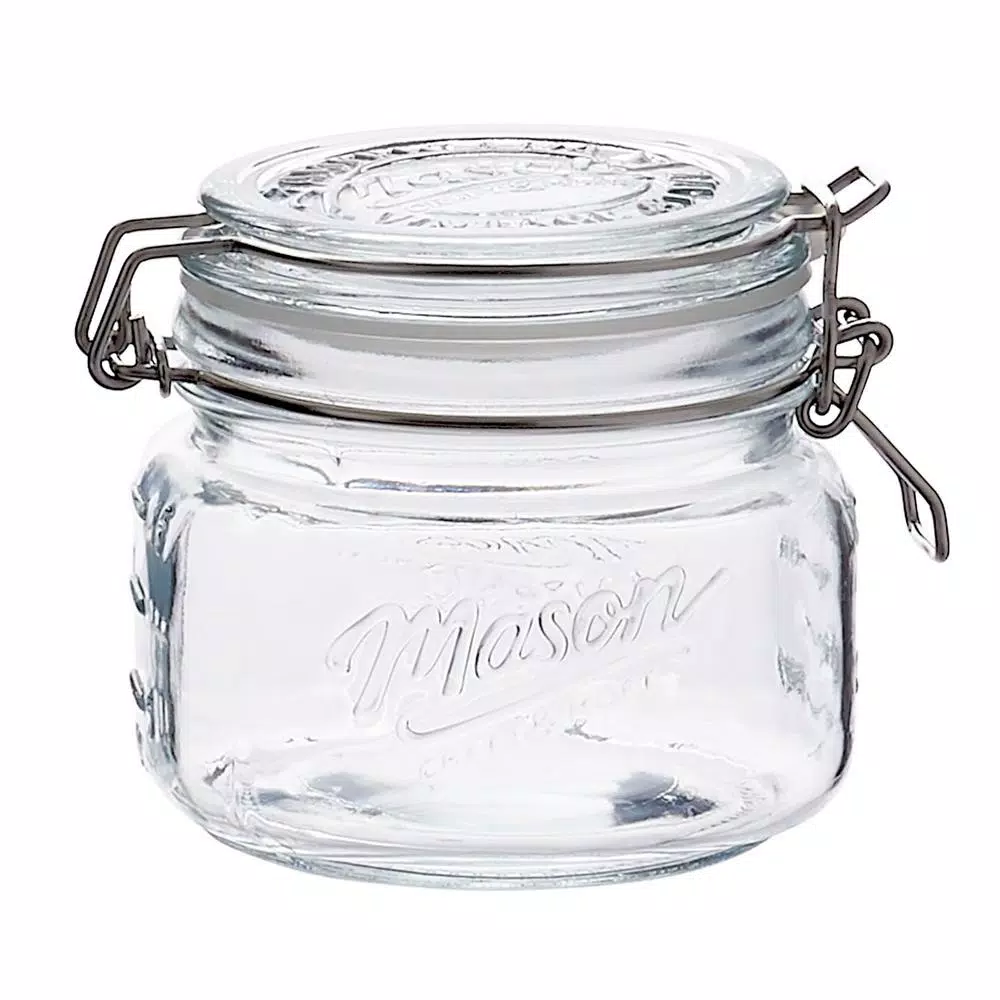 Unbranded 16.9 oz. Glass Kitchen Canister Set with Airtight Wire Clamp Lids (Set of 4)