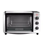 BLACK+DECKER 1500W 6-Slice Convection Toaster Oven with Broiler Pan, Black and Silver thumbnail 1