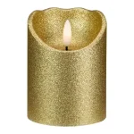 Northlight 4 in. Gold Glitter Flameless Battery Operated Christmas Decor Candle thumbnail 1