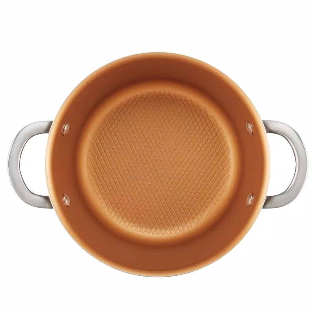 Ayesha Curry Ayesha Home Collection 4.5 Qt. Porcelain Enamel Nonstick Saucepot with Lid, Brown Sugar