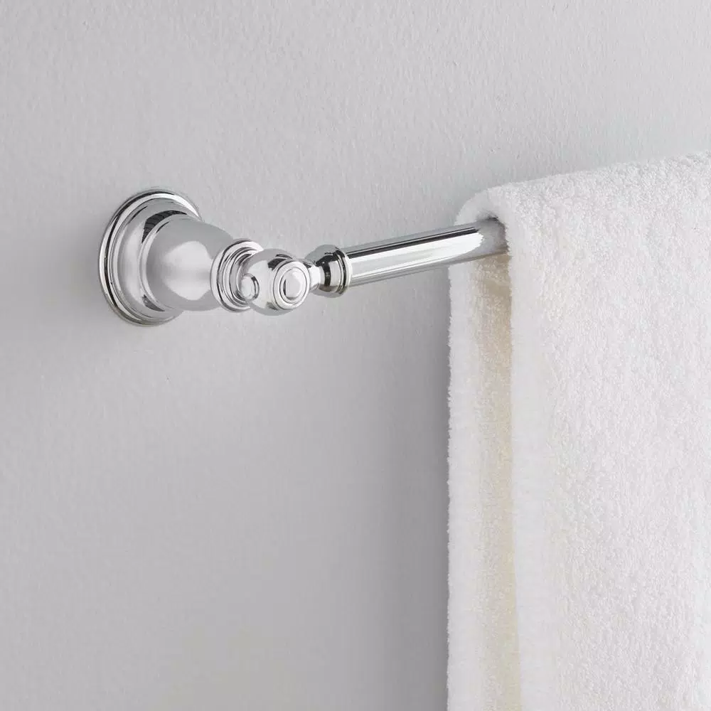 MOEN Kingsley 24 in. Chrome Towel Bar, Modern Glam Single Towel Bar