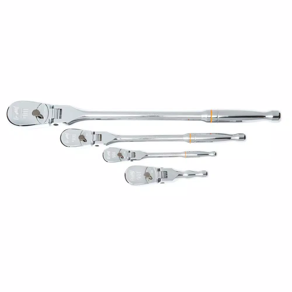 GearWrench 4-Piece 90-Tooth Dual Material Flex Head Ratchet Set (1/4 in., 3/8 in., 1/2 in.)