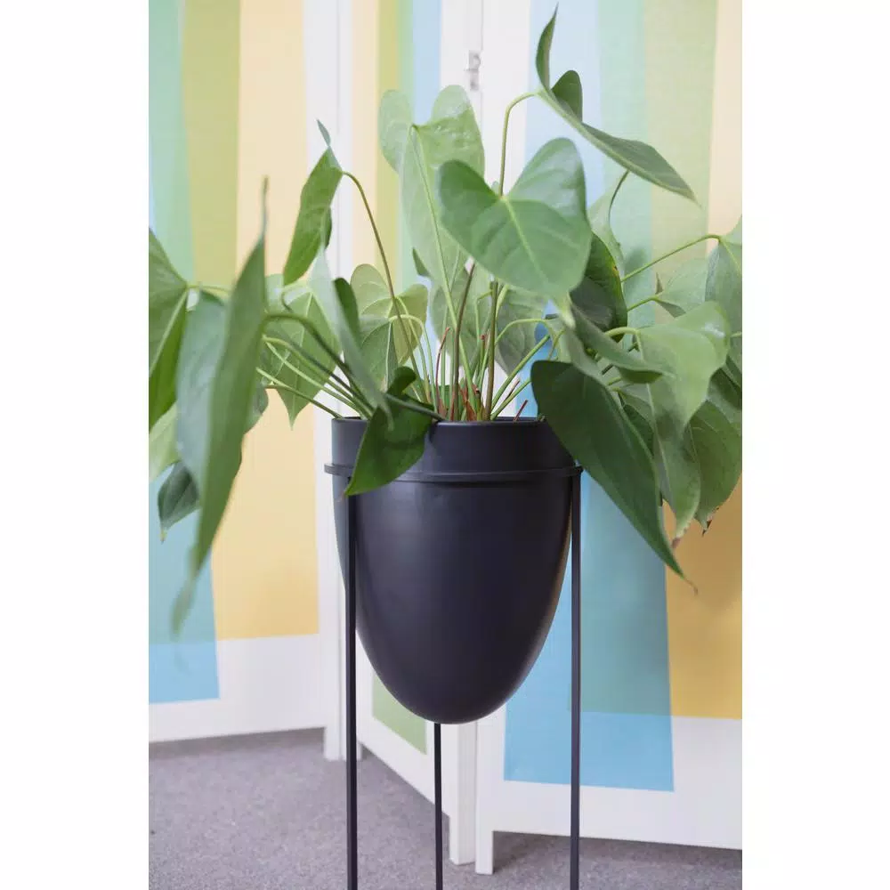 Kiera Grace Kieragrace Nordin Mid-Century Modern Plant Pot with Metal Stand, Black