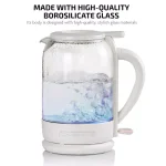 Ovente 1.5L White Glass Electric Kettle with ProntoFill Technology, 1500W thumbnail 3