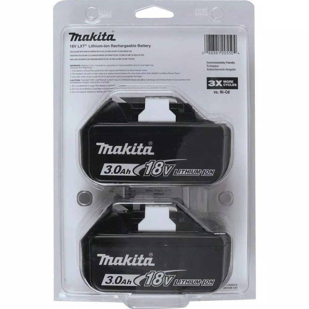 Makita 18V LXT 3.0Ah Lithium-Ion Battery 2-Pack