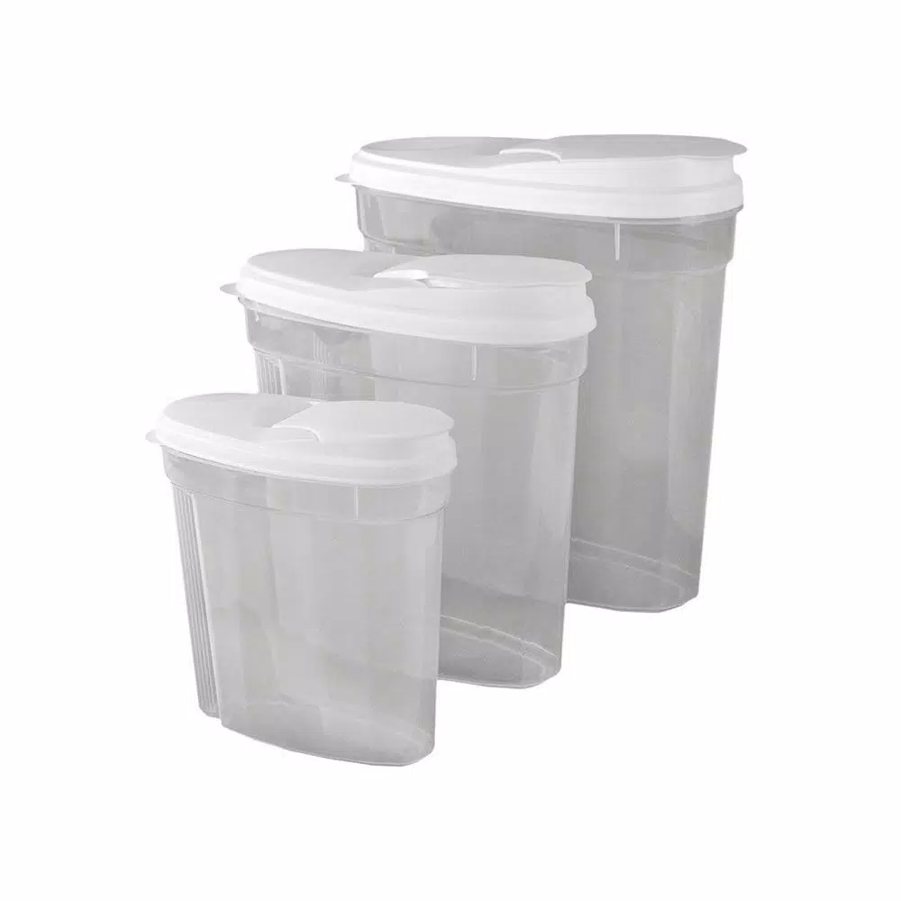 Home Basics 3-Piece Plastic Cereal Container Set with Flip-Top Lids