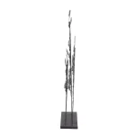 LITTON LANE Iron Metal Turquoise Ginkgo Leaves Sculpture with Gold Outline and Rectangular Base thumbnail 2