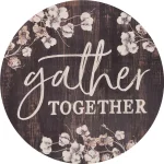 P Graham Dunn Gather Together Oversized Brown Washed Wood Wall Decor - Rustic Barrel Lid Style thumbnail 1