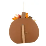 Glitzhome 20.28 in. Wooden Fall Pumpkin Decor with Floral Accents - Standing or Hanging thumbnail 5