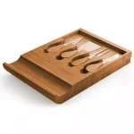 Bambusi Bambsi 100% Natural Bamboo Cheese Board & Cutlery Set with Slide-Out Drawer thumbnail 6