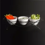 GIBSON elite Splendid Grace White Ceramic Divided Serving Set with Metal Rack (5-Piece) thumbnail 4