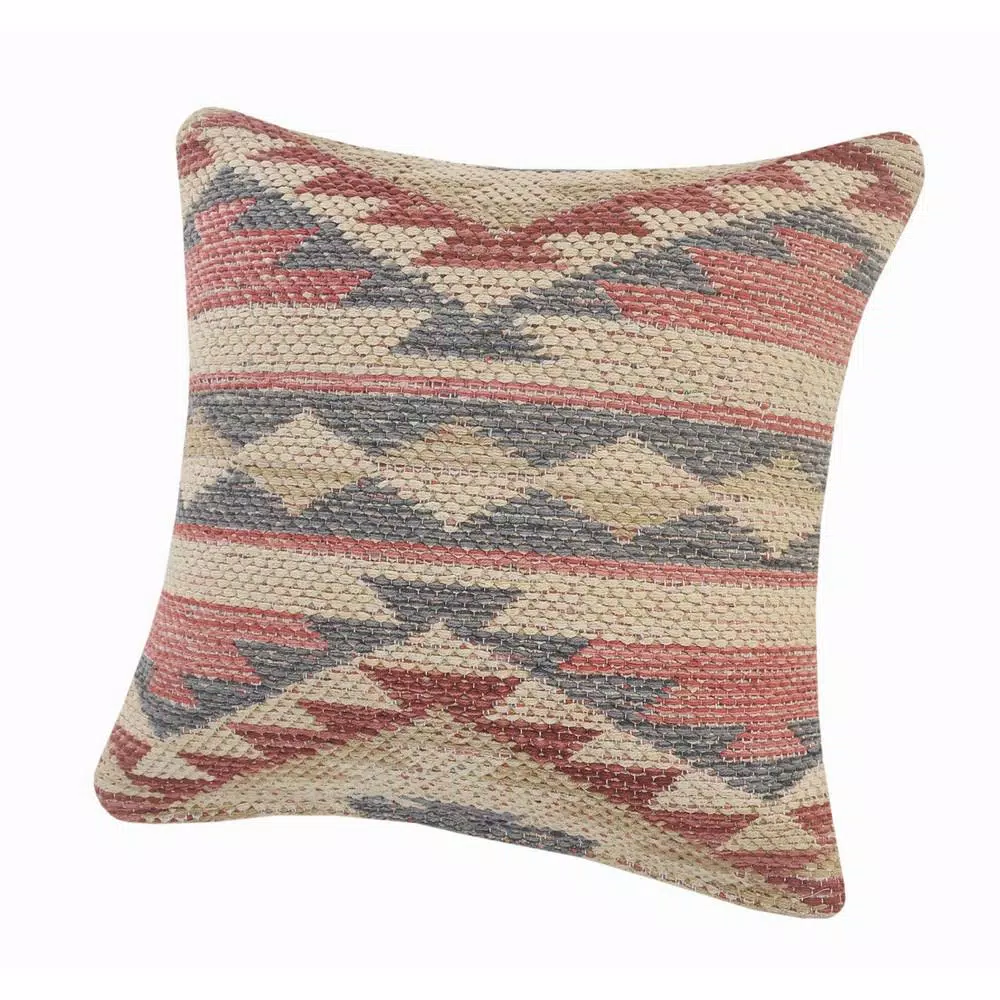 LR Home Eclectic Multi-color Southwestern Graphic Throw Pillow, 18 x 18 in, 100% Cotton