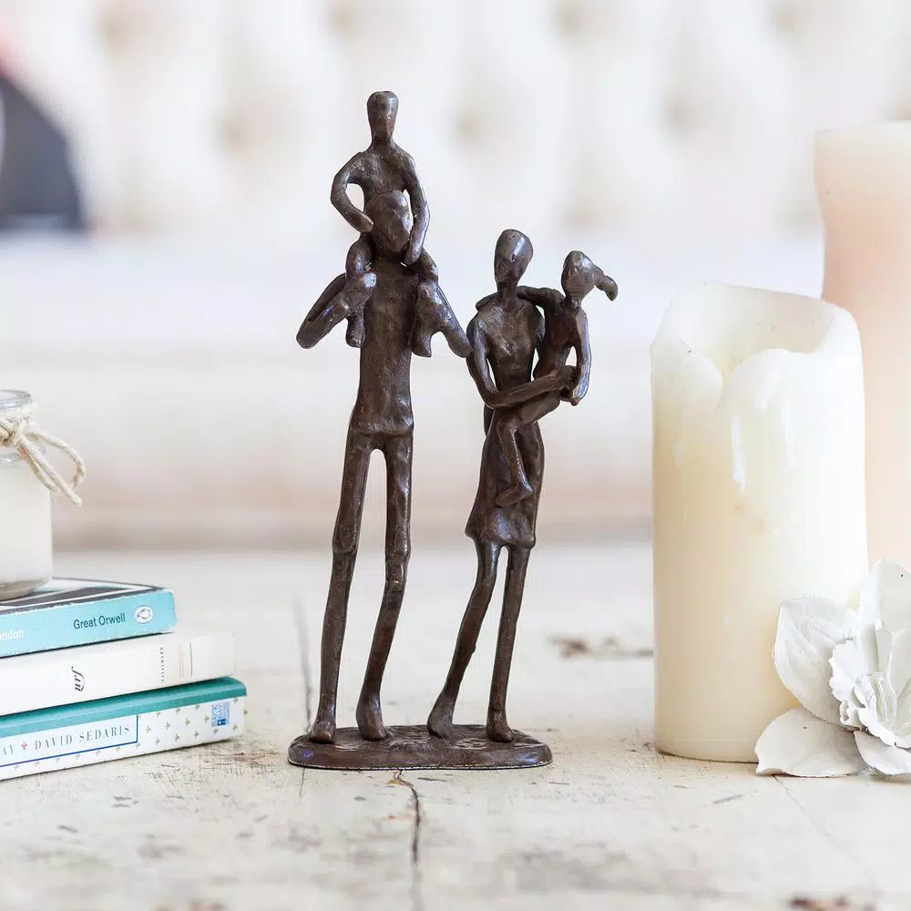 DANYA B Handcrafted Bronze Family of 4 Sculpture - Modern Sand Cast Statuary