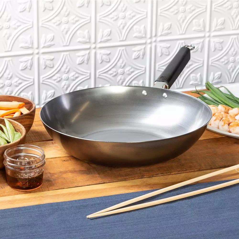 Honey-Can-Do Joyce Chen 12 in. Carbon Steel Stir Fry Pan with Removable Ergonomic Handle