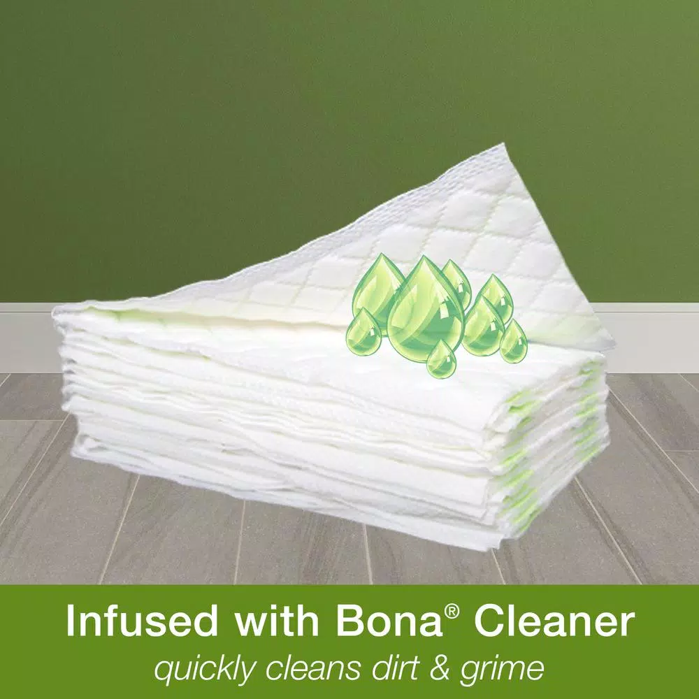 Bona Disposable Wet Cleaning Pads for Hard-Surface Floors, 12-Pack