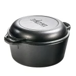 Lodge 5 Qt. Round Cast Iron Double Dutch Oven with Skillet Lid, Black thumbnail 1