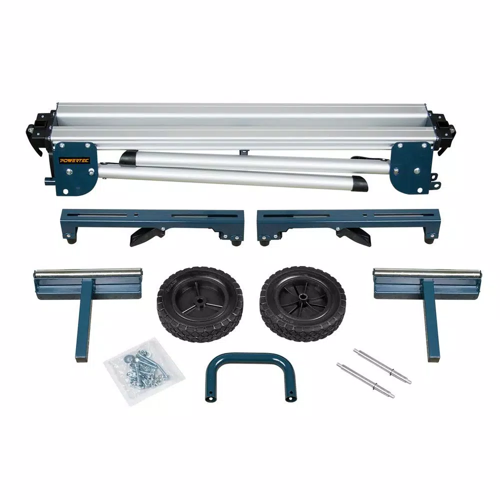 POWERTEC MT4004 Aluminum Miter Saw Stand with Wheels and Adjustable Feed Rollers