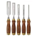 Stanley Bailey 5-Piece Chisel Set with Hardwood Handles and Leather Pouch thumbnail 1