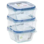 Snapware Total Solutions 1-Cup Glass Square Food Storage Container Set, 6-Piece (3 Containers with Lids) thumbnail 2