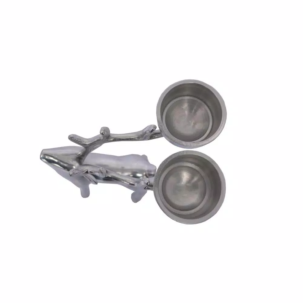 Unbranded 8.5 in. Silver Aluminum Reindeer Tea Light Candle Holder - Set of 1