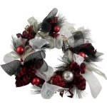 Fraser Hill Farm 20 in. Artificial Christmas Wreath with Buffalo Plaid Bows and Ornaments thumbnail 1