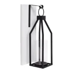 Kate and Laurel Oakly Rustic White Wood and Black Metal Candle Sconce thumbnail 1