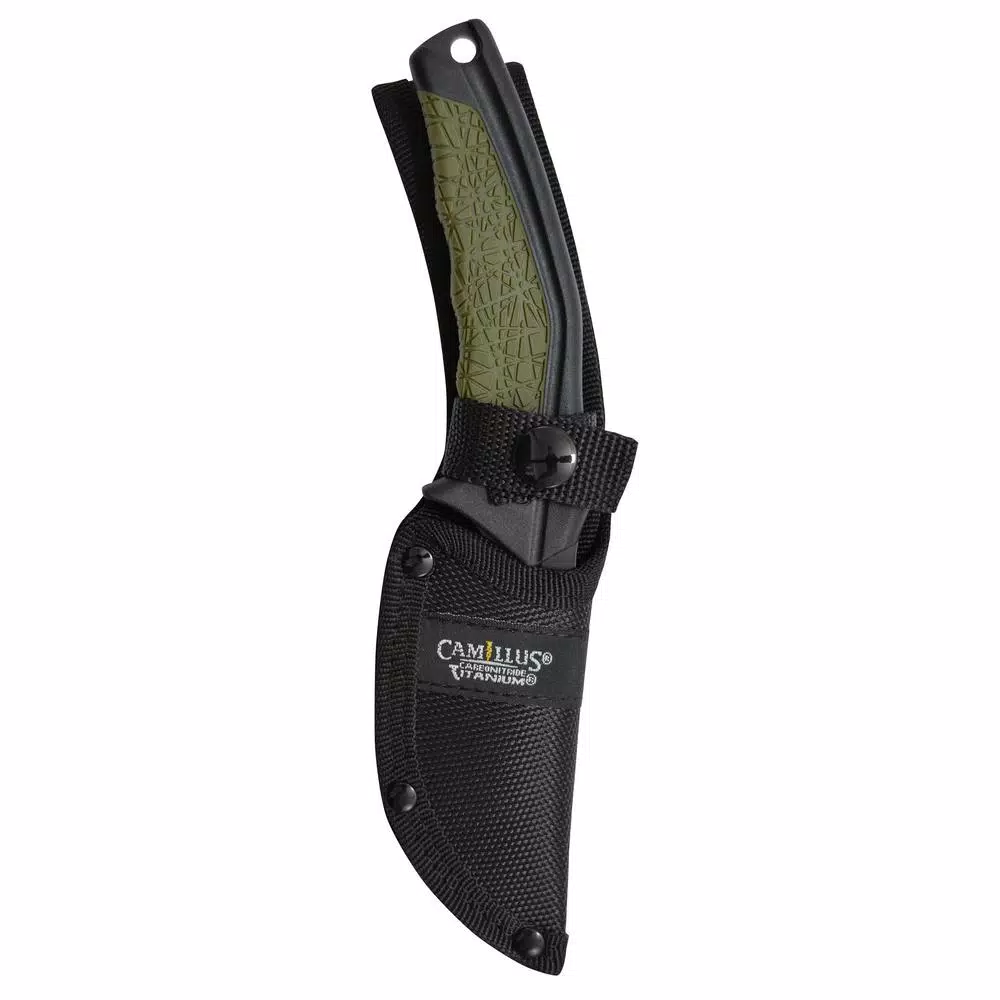 Camillus HT-5 3.25 in. Carbonitride Titanium Drop Point Fixed Blade Knife with Sheath