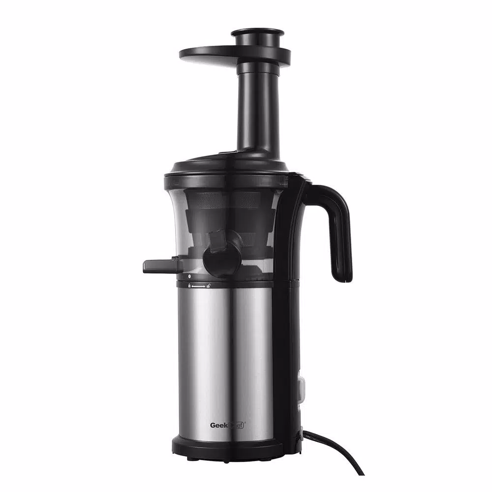 Boyel Living 200W Stainless Steel Slow Masticating Juicer, Quiet Cold Press Juicer with Reverse Function, Silver