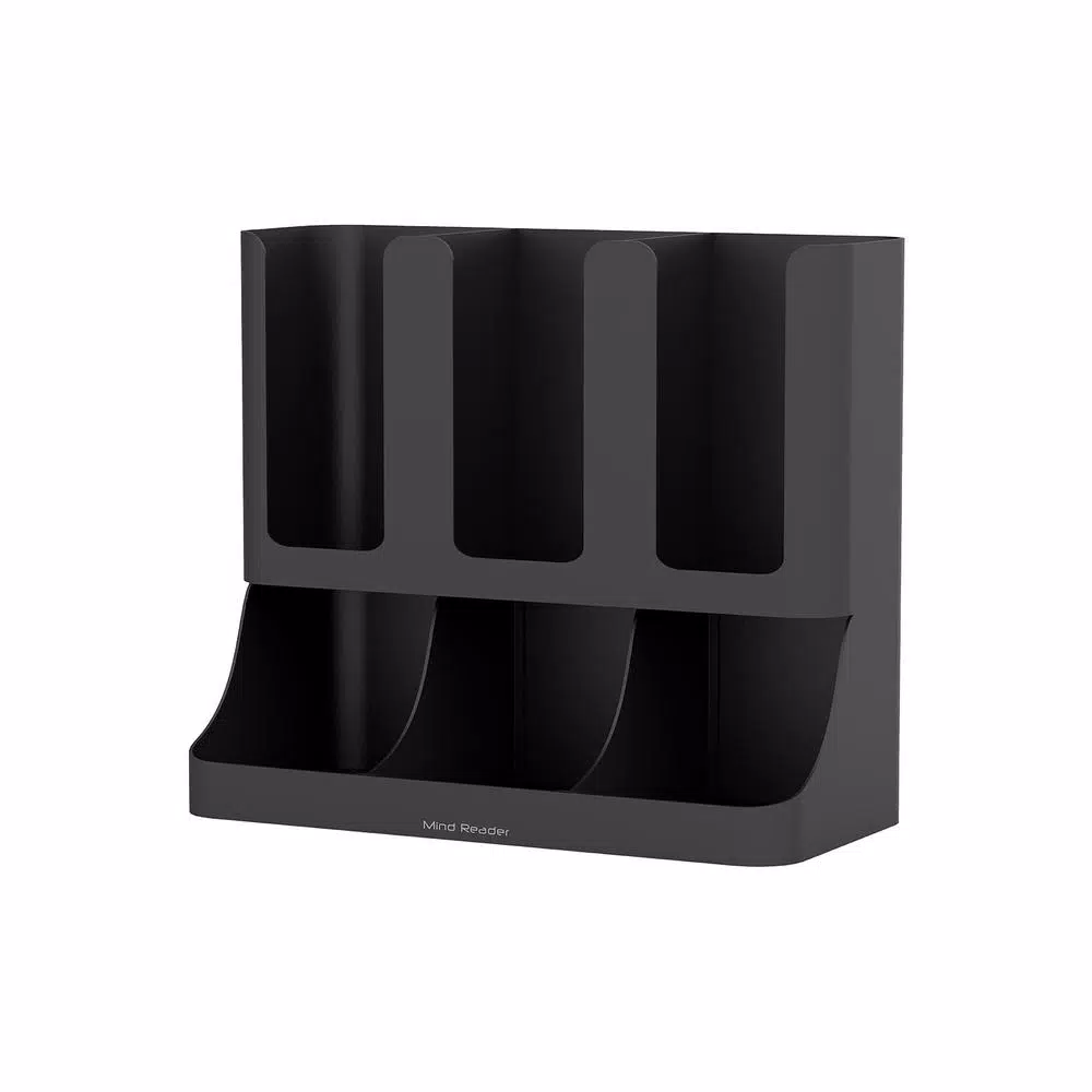 Mind Reader Black Coffee and Tea Station Organizer with Pod, Cup, and Condiment Storage