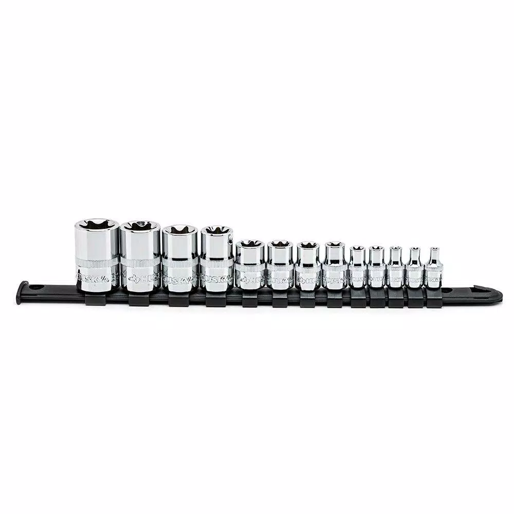 Husky 13-Piece E-Torx Socket Set, 1/4 in., 3/8 in., and 1/2 in. Drives