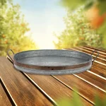 Stonebriar Collection Stonebriar Rustic Galvanized Metal Serving Tray with Distressed Rust Trim thumbnail 1