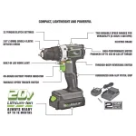 Genesis GLCD2038A 20V Cordless Lithium-Ion Variable Speed Drill Driver Kit with 3/8 in. Keyless Chuck thumbnail 2