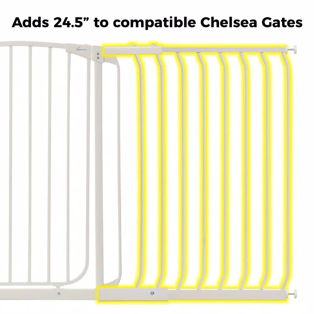 Dreambaby 24.5 in. Gate Extension for Chelsea Extra Tall Child Safety Gates, White